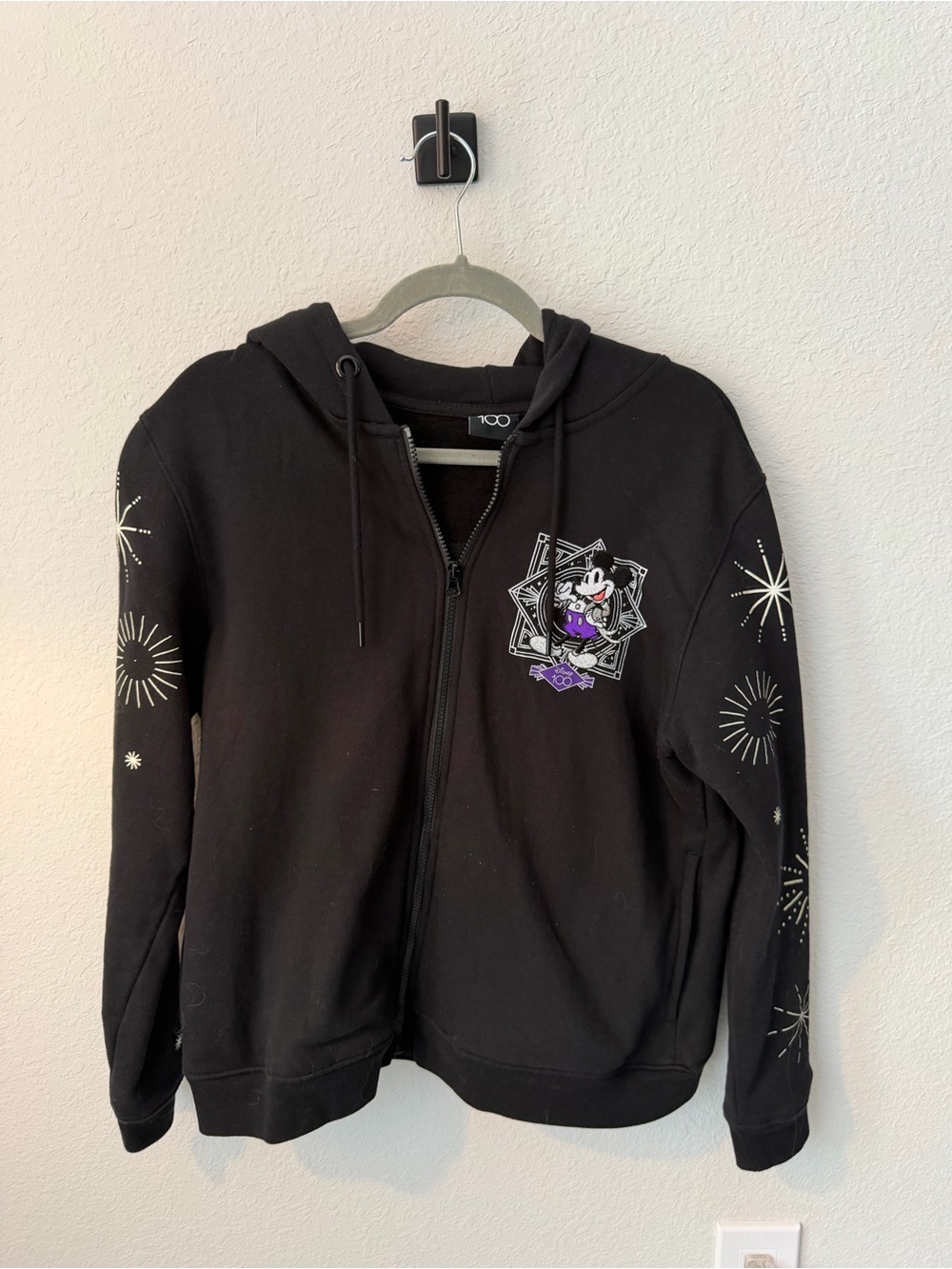 Disney Black Hoodie with White Disney 100 Tag
